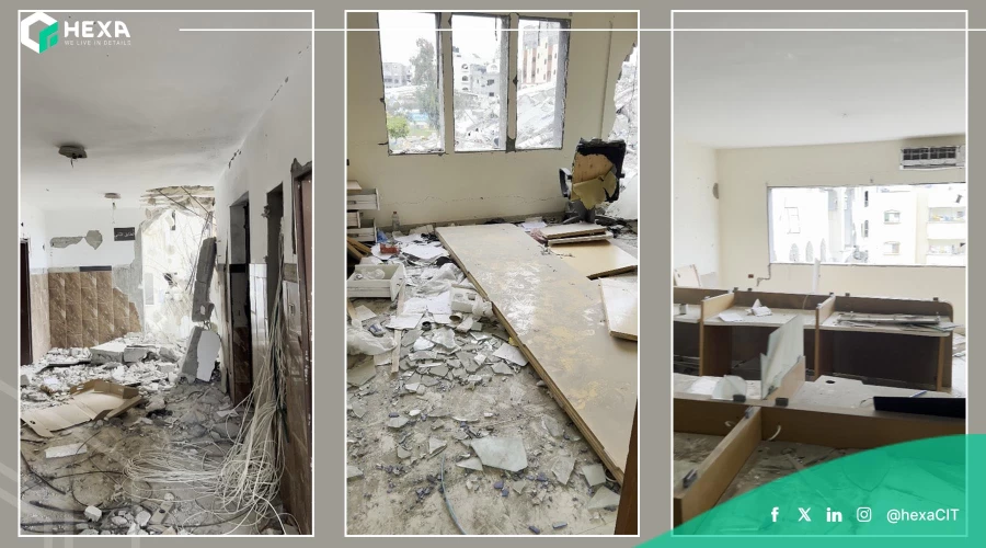 استهداف مقر شركة هكسا لتكنولوجيا المعلومات في غزة ضمن العدوان المتواصل على القطاع